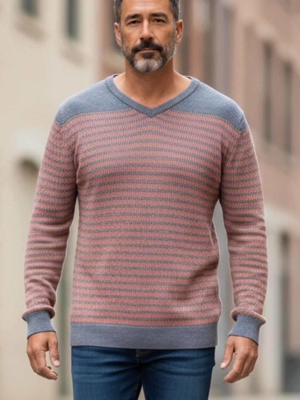 F Clay Men's Italian Pullover Knit Striped Sweater Vintage NWT XL